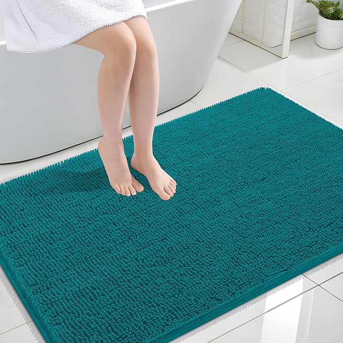 OLANLY Large Bathroom Rugs 44x32, Extra Soft Absorbent Chenille Bath Rugs, Rubber Backing Quick Dry, Machine Washable Bath Mats for Bathroom Floor, Tub and Shower, Home Decor Accessories, Deep Lake