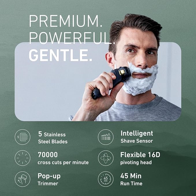Panasonic Arc5 Electric Razor for Men with Pop-Up Trimmer, Wet/Dry 5-Blade Shaver, Mens Electric Razors for Shaving Face with Intelligent Shave Sensor and 16D Pivoting Head, ES-LV67-K (Black)