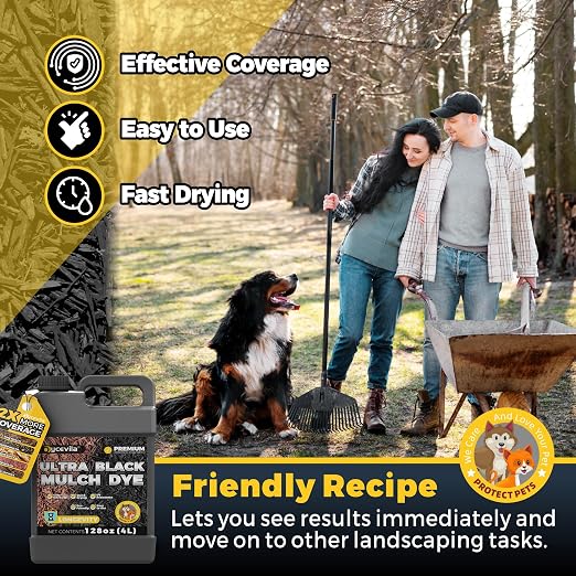32 oz Black Mulch Dye Concentrate, Liquid Mulch Dye for Landscaping | Revive Faded Mulch and Bark with Rich Black Color for Landscaping Projects, Garden Beds and Outdoor Areas.