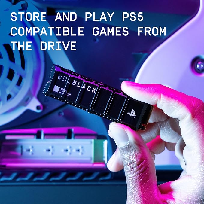 WD_BLACK 4TB SN850P NVMe M.2 SSD Officially Licensed Storage Expansion for PS5 Consoles, up to 7,300MB/s, with heatsink - WDBBYV0040BNC-WRSN,Black