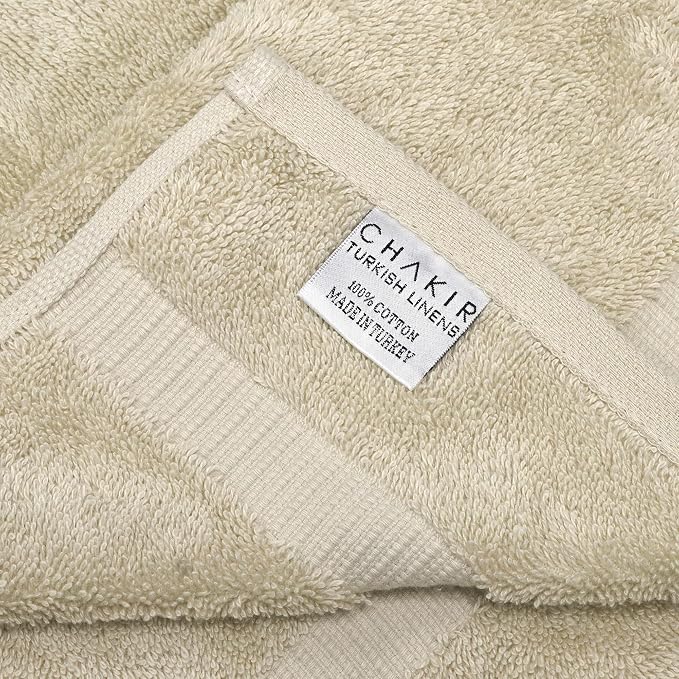 Chakir Turkish Linens 4 Piece Large Bath Towels, 100% Cotton Turkish Towels for Bathroom, Luxury Soft Absorbent Bath Towel Set, 27 x 54 Inches, Beige