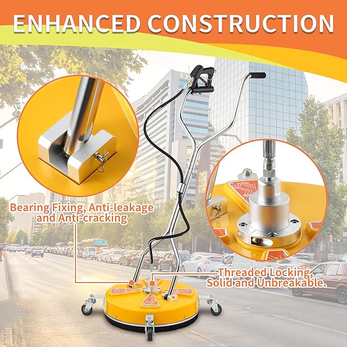 Tool Daily 20" Pressure Washer Surface Cleaner Dual Handle,Power Washer Surface Cleaner Attachment with 4 Wheels, Pressure Washer Accessory for Driveway Sidewalk Curb Deck Patio Cleaning, 4500PSI