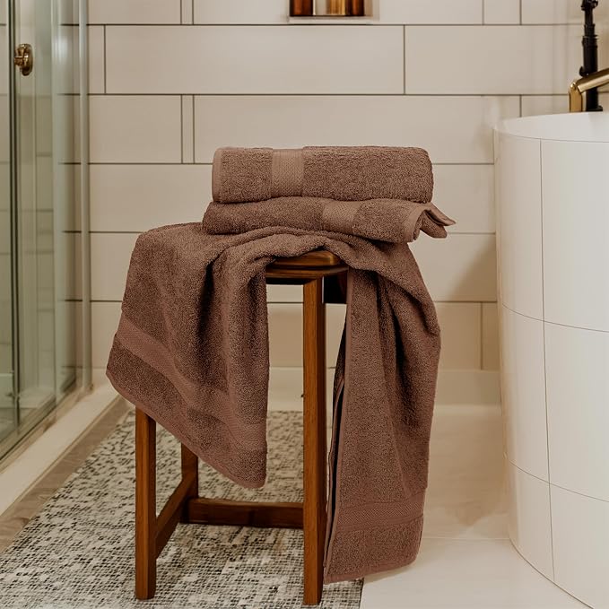 Medium Size Bath Towels Set of 6 – 100% Cotton Terry – 24" x 48" – Quick Dry, Soft & Highly Absorbent – Acorn Towels for Bathroom, Gym, Spa, Pool & Daily Use