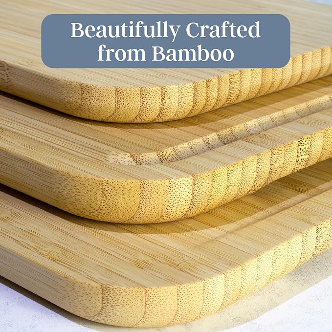 Totally Bamboo 3-Piece Bamboo Cutting Board Set – Cutting Boards for Kitchen with Juice Groove & Collection Well – Large, Medium & Small Sizes for Food Prep & Charcuterie