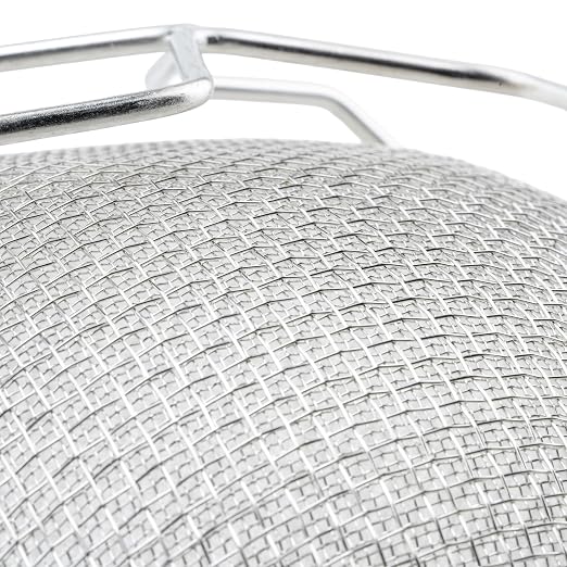 Winco 12" Double Mesh Strainer, Reinforced, Round Hdl, Nickle Plated