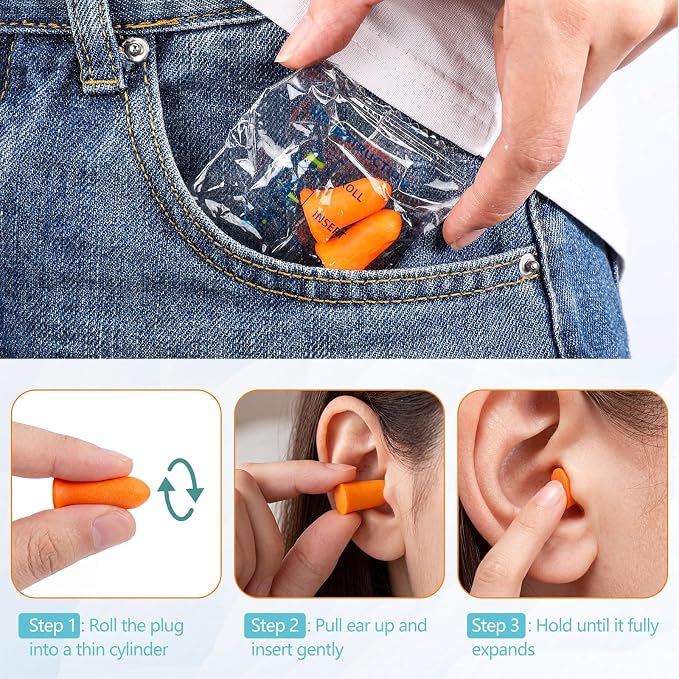 Relaxweex 500 Pairs Ear Plugs for Sleeping 33 db NRR Noise Canceling Ear Plugs Bulk Pre-Shaped Foam Disposable Earplugs for Shooting Range Travel Concert Construction Work, Individually Packaged
