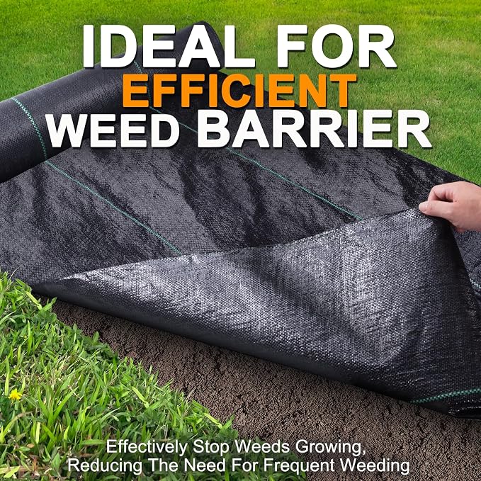 Winisok 6FT x 100FT Weed Barrier Landscape Fabric, 3.2oz Woven Garden Cloth, Heavy Duty Breathable Ground Cover for Landscaping, Gardening and Farming
