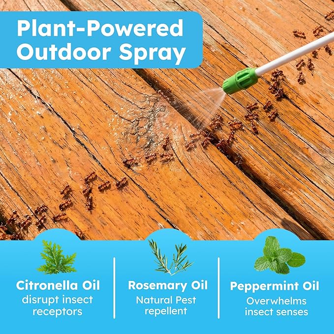 BugMD Pest Defense Pro Peppermint Oil Bug Spray & Mosquito Repellent Outdoor Patio - Ant Killer & Tick Spray for Yard | Plant Powered Electric Sprayer Wand Kit