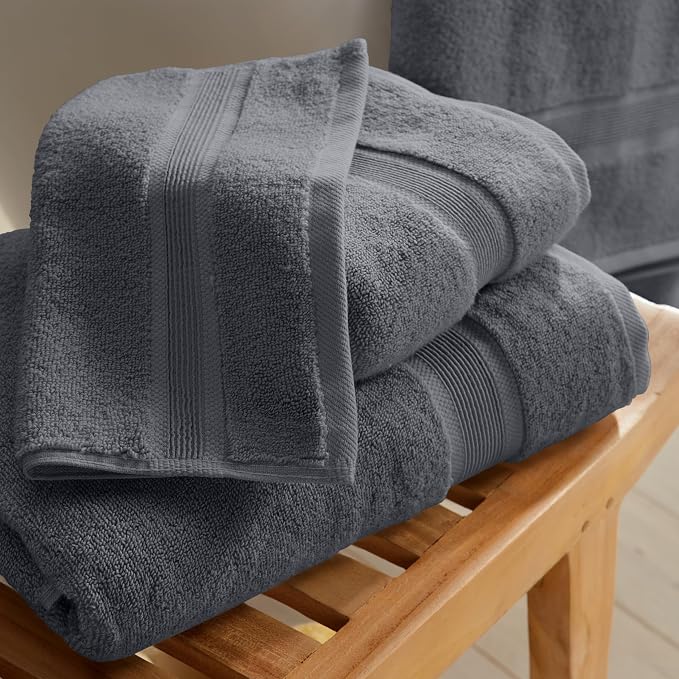 Springtree Home Luxury Bamboo Rayon Bath Towel Set | 6-Piece Set | Iron | 35% Bamboo Rayon - 65% Zero Twist Cotton | Absorbent Quick-Dry Towels for Bathroom | Ultra Soft | OEKO-TEX Standard 100