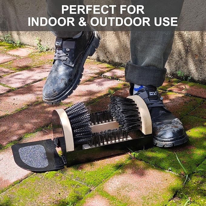 Earl Diamond Boot Scrubber - Outdoor Shoe Scraper Cleaner Brush - Heavy Duty Durable Shoe Cleaning Brush (with Pedal)