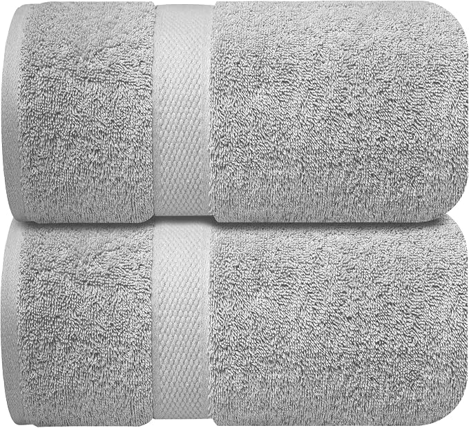 Infinitee Xclusives Jumbo Bath Sheets Towels for Adults – 600 GSM (35X70 Inches)– 100% Ring Spun Cotton, Soft and Absorbent Large Bath Towels for Bathroom (Charming Grey)
