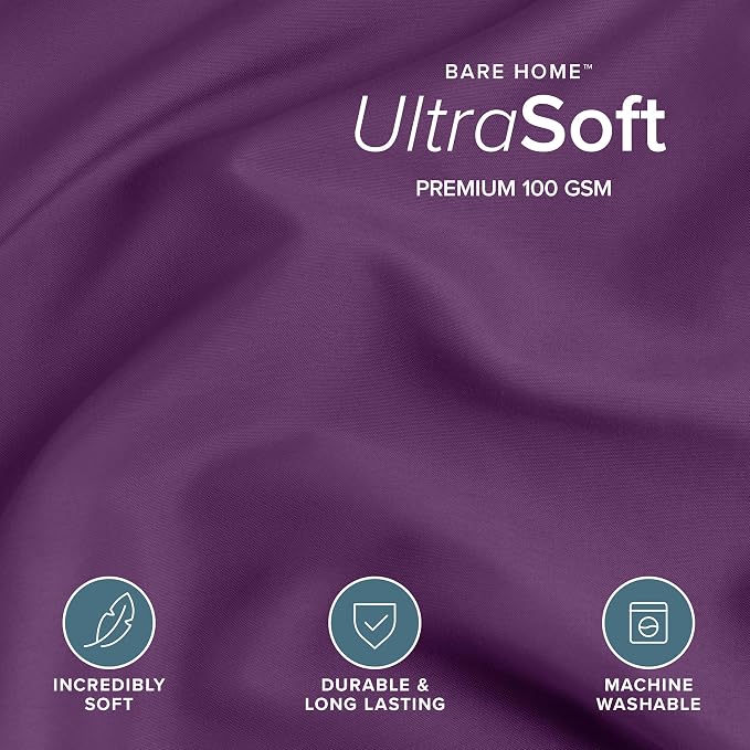 Bare Home Bedding Duvet Cover King Size - Premium 1800 Super Soft Collection - Lightweight, Cooling - Soft Breathable Bedding Duvet Cover (King, Plum)