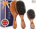Boar Bristle Hair Brush Set, Large and Mini, Since 1965 British Craftsmanship Handmade Natural Wooden, Pure Soft Bristles, Gentle Detangling for Women Men Kids, Thin Fine Hair, Smooth & Shine