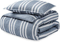 Bare Home Bedding Duvet Cover Extra Long Size - Premium 1800 Super Soft Collection - Lightweight - Soft Textured Duvet Cover (Twin/Twin XL, Stripe - Heathered Midnight Blue)