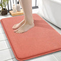 OLANLY Memory Foam Small Bathroom Rugs 24x16, Absorbent Bath Mat, Coral | Soft Quick Dry Bath Mat Rugs, Non-Slip, Machine Washable Mat for Bathroom Floor, Tub and Shower, Home Decor Accessories