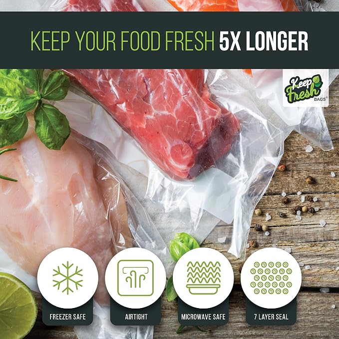 Vacuum Seal Bags, 15 x 18 Large Size, Vacuum Sealer Bags for Vacuum Sealing Food Storage, Freezer Bags, Sous Vide Cooking, or Bulk Save Food Storing, KF1518, 100 Count