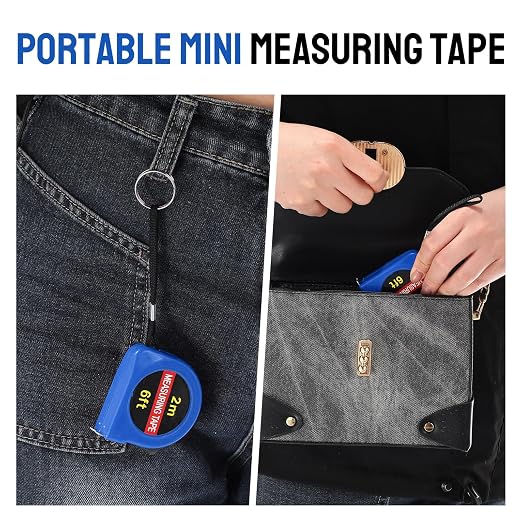 Copkim 50 Pcs 6 FT Mini Tape Measure Retractable Bulk Small Measuring Tape Pocket Size Measurement Tool for Operation Christmas Items Party Favor Gifts Stuffers for Men(Blue)