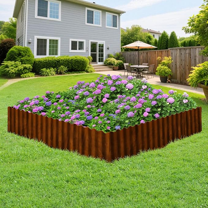 Vehipa Corrugated Landscape Edging 10" x 30 Ft Metal Garden Edging Rusty | for Lawn Landscaping, Sturdy Flower Bed Edging Border Garden, Garden Bed, Lawn