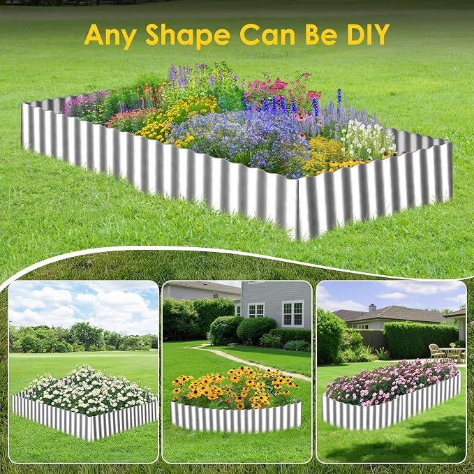 Vehipa Garden Edging Brooder for Landscaping 6" x 30 Ft Corrugated Silver | Landscape Edging, Garden Bed Lawn for Flower Bed, Landscape Border for DIY Lawn, Yard