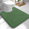 OLANLY Toilet Rugs U-Shaped 24x24, Extra Soft Absorbent Chenille Contour Bathroom Rugs for Toilet, Dry Quickly, Machine Washable, Non-Slip Bath Mat, Olive Green