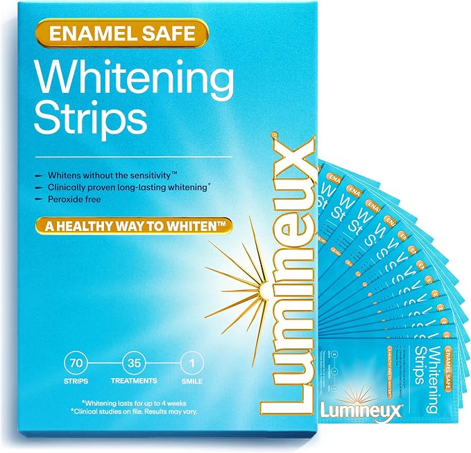 Lumineux Teeth Whitening Strips, Peroxide Free, 35 Treatments (6 Months) | Peroxide free, enamel safe, dentist formulated, clinically tested & proven, free from harsh ingredients, no sensitivity