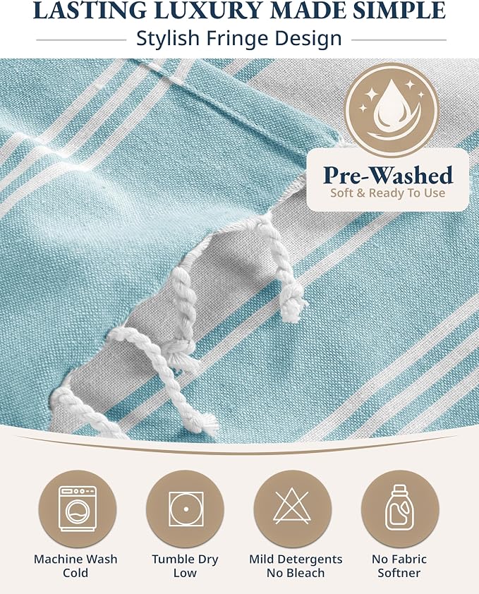 LANE LINEN Beach Towel 2 Pack, Oversized Beach Towel 39"x71", Lightweight Beach Essentials for Women, Large Pool Towel, Absorbent & Quick Dry, Sand Free Beach Towel - Aqua | Lightweight Beach Essentials for Women - Large Pool Towel, Absorbent & Quick D...