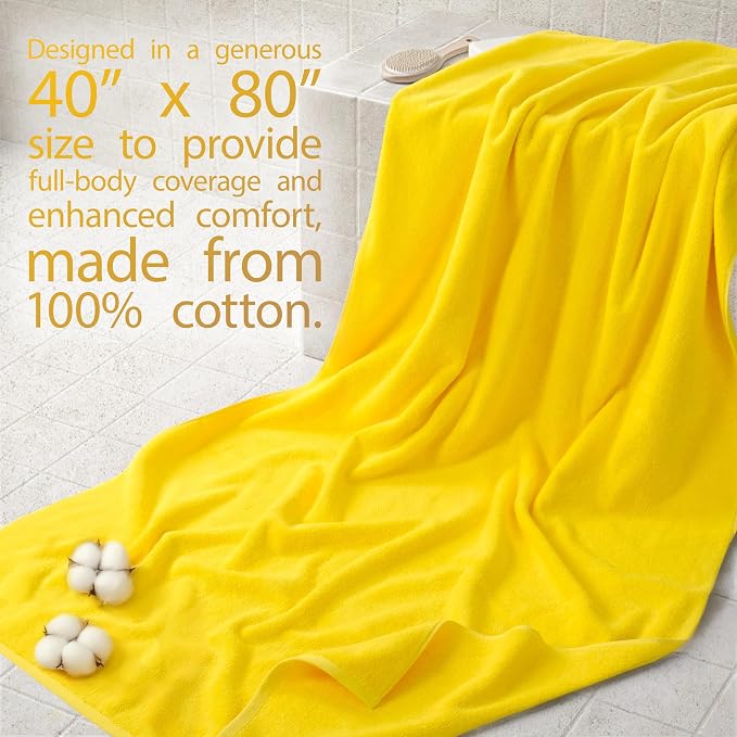 Cotton Paradise 100% Cotton Turkish Towel, Soft Absorbent Quick Dry, 40x80 Oversized Bath Sheet Towel, Yellow