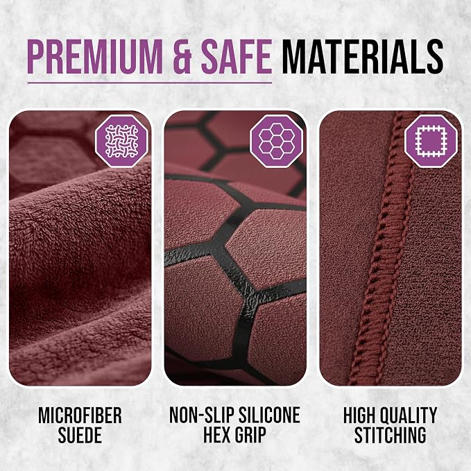 Clever Yoga Hot Yoga Mat Towel – Non-Slip Grip for Hot Yoga, Sweat Absorbent, Honeycomb Silicone Grip, Stays Flat – Ideal for Pilates, Travel, Washable & Lightweight - Burgundy
