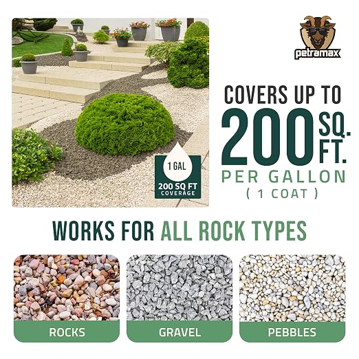 PetraMax Lockscape Rock Glue for Landscaping w/Sprayer, 1 Gal (Made in USA) - 100% Permeable Landscape Adhesive for Stones & Pebbles - Ready to Spray Pea Gravel Binder & Mulch Glue for Landscaping