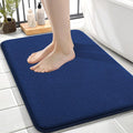 OLANLY Thick Memory Foam Small Bathroom Rug 24x16, Absorbent Bath Mat, Navy | Soft Quick Dry Bath Mat Rugs, Non-Slip, Machine Washable Mat for Bathroom Floor, Tub and Shower, Home Decor Accessories