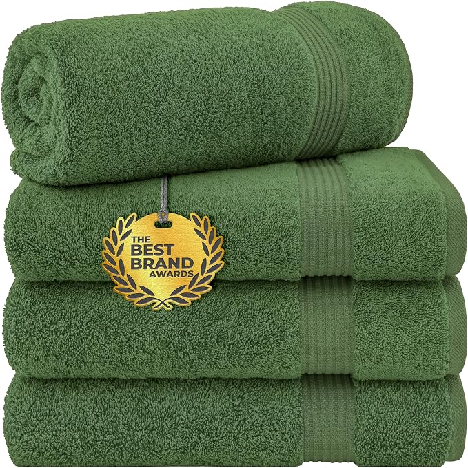 Cotton Paradise Turkish Towel Set, Soft Absorbent Quick Dry, 4 Piece Bath Towel Set, Sage Green