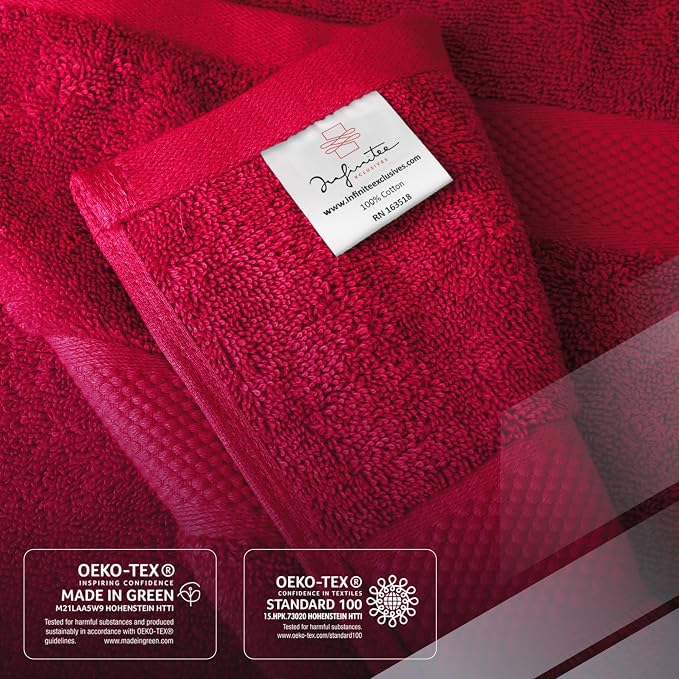 Infinitee Xclusives 100% Ring-Spun Cotton Bath Towels for Bathroom - Pack 4 | Luxury Super Soft, Absorbent & Quick-Drying |27x54 inches| Large Bathroom Towels Set |600 GSM| Gym, Shower, Spa & Hotel Use