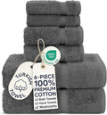 Chakir Turkish Linens |Hotel & Spa Quality 100% Cotton Premium Turkish Towels | Soft & Absorbent (Dark Gray, 6-Piece Towel Sets)