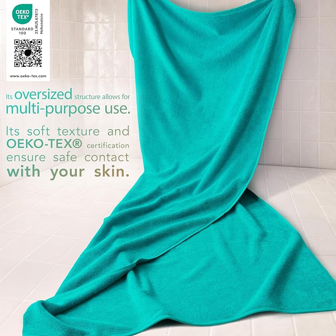 Cotton Paradise 100% Cotton Turkish Towel, Soft Absorbent Quick Dry, 40x80 Oversized Bath Sheet Towel, Turquoise