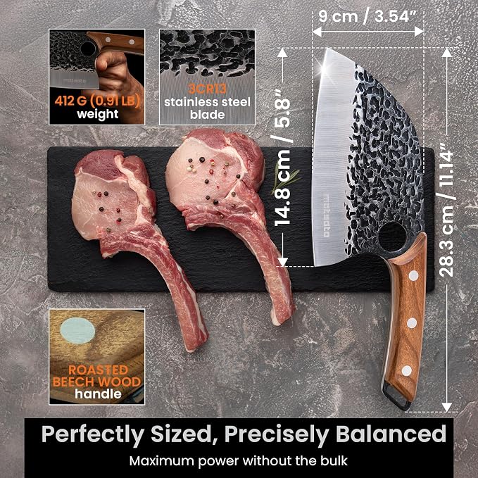 Matsato Knife Set 3-Piece Kitchen Knives, Cooking Chef Knife Set | Cleaver, Kitchen And Chef Cutting and Chopping Knives Sets Juego De Cuchillos Para Cocina