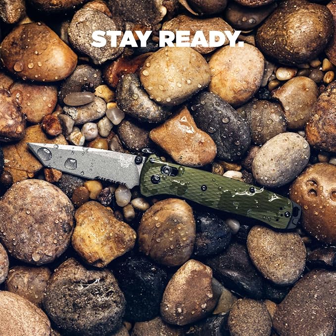 Benchmade Bailout Tactical Knife, M4 Steel Blade (537SGY-1) | Woodland Green Aluminum handle, Tanto blade