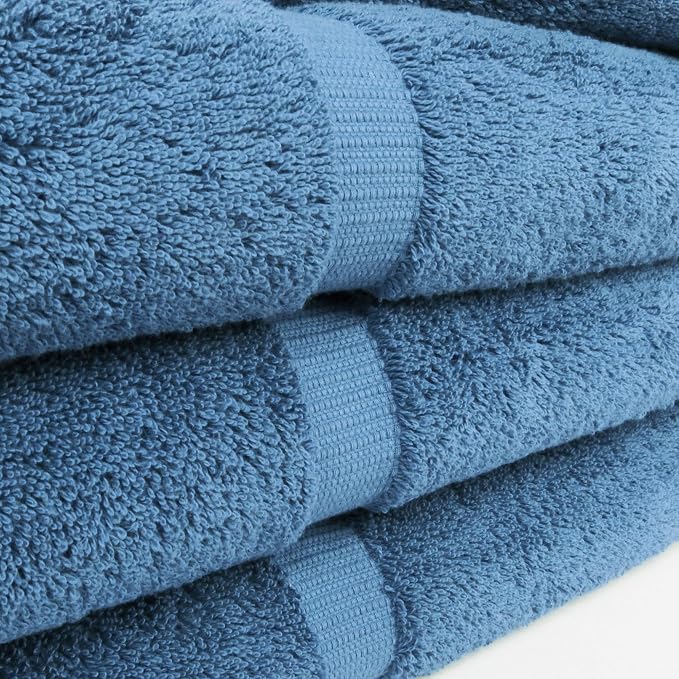 Chakir Turkish Linens 4 Piece Extra Large Bath Towels, 100% Cotton Luxury Turkish Towels for Bathroom, Soft Absorbent Bath Towels, 30 x 60 Inches, Wedgewood