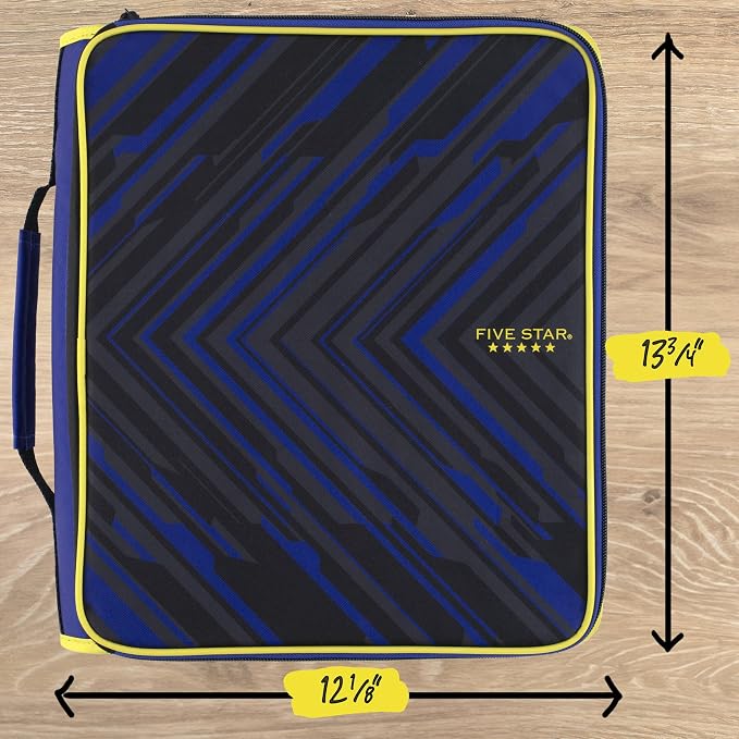 Five Star Zipper Binder 2 Inch O-Rings Case Organiser with Multi-Access and 5-Tab Expanding File Folder, 850 Sheet Capacity, Cosmic Blast (290010M)