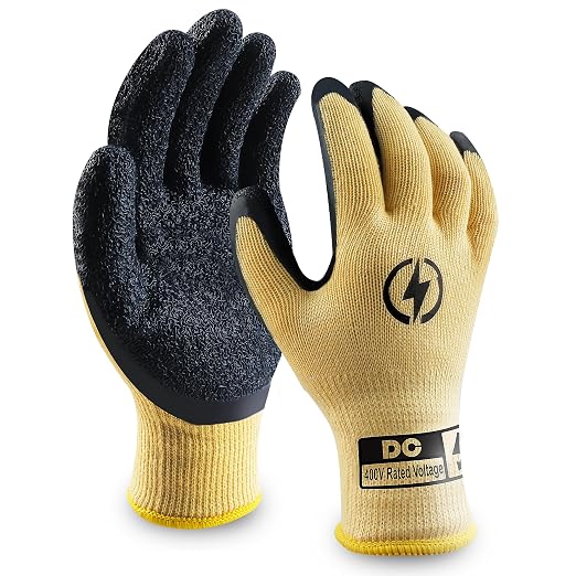 DongChu Insulated Electrician Gloves, 400V Electrical Work Gloves with Non-Slip Grip, Flame Retardant for Home Repair, Outlet Replacement, DIY Projects, Large