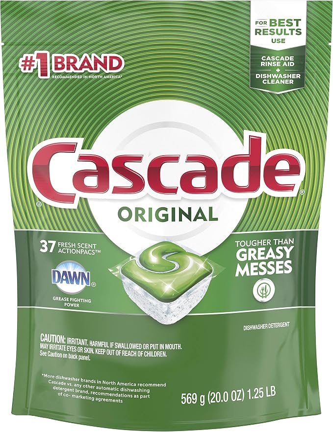 Cascade ActionPacs Dishwasher Detergent Fresh Scent, 37 ct (Pack of 4)