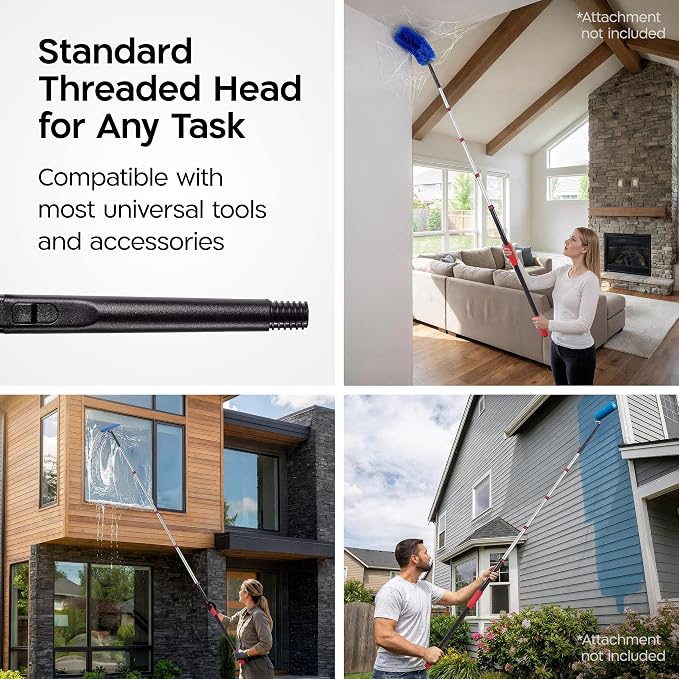 Tyroler Professional Window Squeegee with Extension Pole | Squeegee for Windows Cleaning | Outdoor Window Cleaner Tool, Windows Washing Kit with Extension Pole | Window Cleaning Kit (18.6 feet)