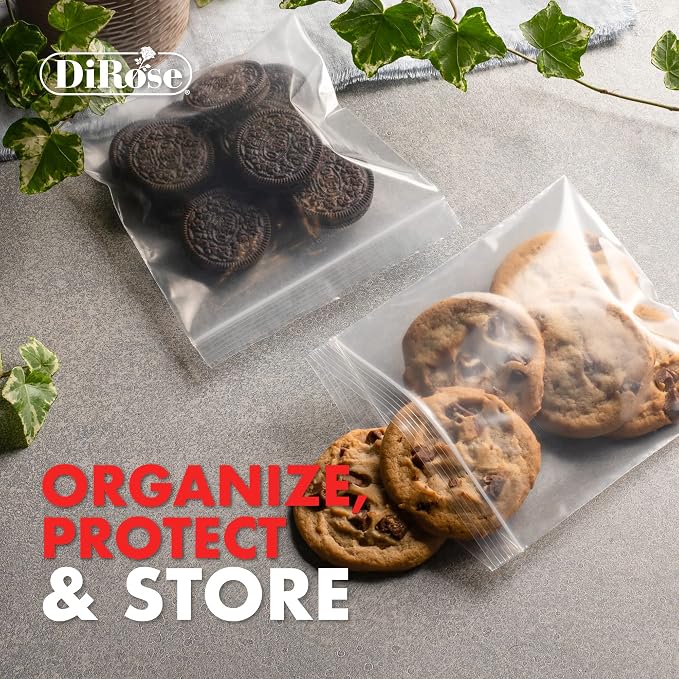 Dirose 5" x 5" Clear Reclosable Poly Bags Pack of 1000, 2 Mil Thickness Resealable Plastic Zip Bags for Snacks, Hardware, Arts & Crafts, and Storage