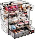 Sorbus Acrylic Makeup Organizer Set, 6-Drawer Vanity & Countertop Cosmetic Storage with Small & Wide Drawers, Black Jewel Makeup Storage for Brushes, Lipsticks, Jewelry, Holiday Gift for Women & Teens