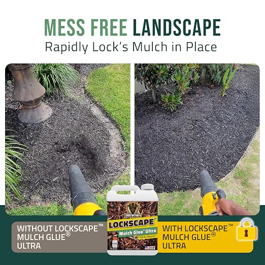 Lockscape Ultra Mulch Glue for Landscaping, 1 Gallon | Lasts Up to 2 Years, Non-Toxic, Ultra Concentrated Landscape Binder, For Pea Gravel, Pine Straw & More