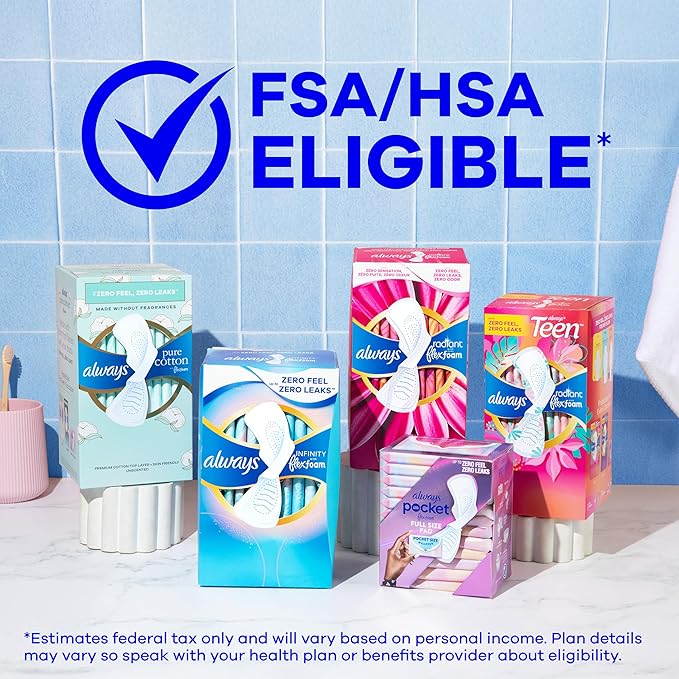 Always Radiant Feminine Pads for Women, Flexfoam Pads with Wings, Size 2, Heavy Absorbency, Lightly Scented, 36 Count