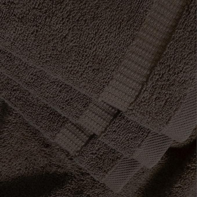 SALBAKOS 12-Piece 100% Turkish Cotton Washcloths and Face Towels, Chocolate | 13x13 in Standard Size Small Towel, Multi-use Bathroom & Kitchen, Thick Super Soft Absorbent Durable, Oeko-Tex Made in Turkey