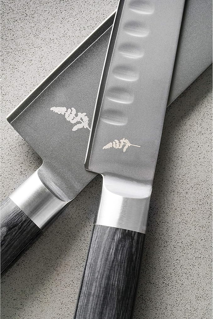 Michel Bras 7 Piece Knife Set | Handcrafted Kitchen Knife Set, 3 Layer Stainless Steel Blades, Black Pakkawood Handle, Precision and Sharpness