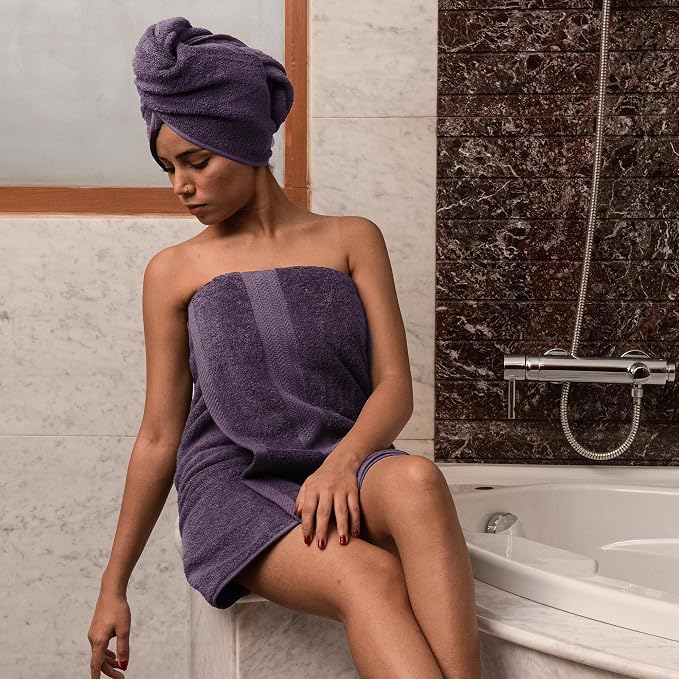 HERCULEAN Large Bath Towels 24 x 50 Pack of 6 | Quick Dry and Highly Absorbent | 100% Cotton Terry Towels for Bathroom - Perfect for Shower - Pool and Spa - Luxury Soft Towels - Plum