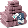 LANE LINEN Bath Towel Set Absorbent Quick Dry 100% Cotton - Wishful Mauve | Towel Sets For College Dorm - OEKO-TEX Certified, Zero-Twist Durability, Zero-Twist Cotton, Terry Weave Comfort