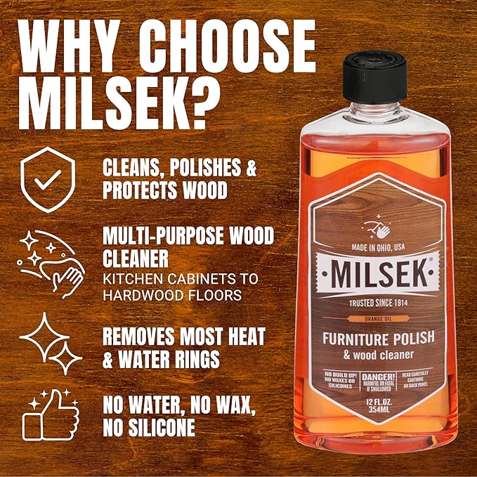 Milsek Orange Oil Furniture Polish and Cleaner - 4 Pack, 12 fl oz